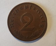 Niemcy - Trzecia Rzesza 2 reichsfenigi, 1938 r. Znak „F” - Stuttgart (S161)