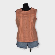 ROMAN Bluzka Bawełniana Ażurowy Haft Boho Morelowa Lato 42 XL