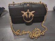 Torebka Damska Inspirowana Pinko – Stylowa Czarna z Złotym Łańcuszkiem 