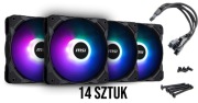 Zestaw 14 wentylatorów MSI 120 x 120 mm APA1225M12 aRGB + złączki