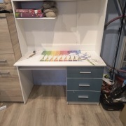 Biurko z nadstawką szuflady turkus