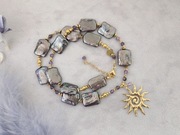 Perła naturalna - ametyst - hematyt - stal - UNIKAT premium 