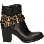 VENEZIA botki skórzane czarne 36 panterka