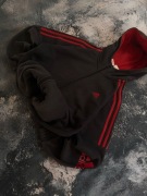 Bluza Adidas zip hoodie stripes Czerwono biała