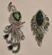 Piękna bogatozdobiona broszka PTAK przypinka, ozdoba żakietu, 2szt.