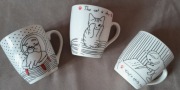 3 małe ceramiczne kubeczki z kotami. 180ml