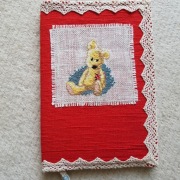 Pamiętnik/książka - okładka ręcznie haftowana "miś"