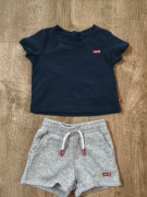 Komplet Levi’s, Granatowy T-shirt i Szare Szorty, 68 cm