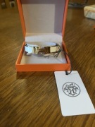 Bransoletka Hermes Clic H (biało-złota) – nowa, oryginalne opakowanie