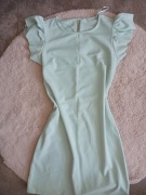 Jasno miętowa prosta ołówkowa sukienka 