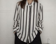 Koszula biała w czarne paski H&M rozmiar M