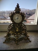 Zegar mosiądz kominkowy. Stylizowany, mechaniczny.