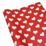 Papier do pakowania prezentów w kolorze czerwonym "Serduszki", 70x100 cm.