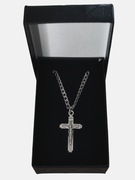 Naszyjnik stal szlachetna srebrny 55 cm krzyżyk pudełko