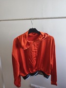 Satynowa damska bluza z kapturem pomarańczowa sml