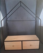 Domek półka loftowa kolor czarny plus drewno Loft nowoczesna