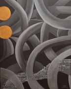 Abstrakcja-obraz ręcznie malowany "Plątanina"50x40