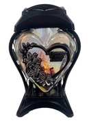 Znicz kapliczka serce szklane DUŻY całoroczny ozdobny glamour czarnos 