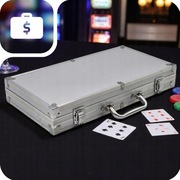 ZESTAW DO POKERA 300 ŻETONÓW KARTY KOSTKI WALIZKA ALUMINIOWA PREMIUM TEXAS