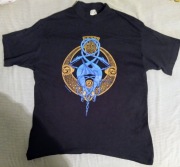 Czarny T-shirt z pięknym nadrukiem dwa smoki L