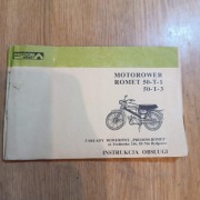 Instrukcja obsługi motoroweru Romet 50 T 1, 50 T 3Z roku 1981