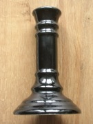 czarny lichtarz świecznik na 1 świecę ceramika szkliwiona