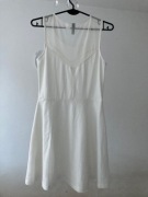 biała sukienka z siateczką na dekoldzie h&m xs s chrzciny komunia panieński