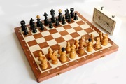 Szachy drewniane + zegar szachowy