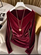 Nowa bluzka damska rozmiar  XS 34 burgund welur