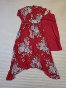 Sukienka letnia dwuwarstwowa Promod czerwona kwiaty rozmiar 40