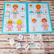 Układanka na rzepy Montessori. Zabawka edukacyjna. Części  ciała. 