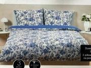 Nowa pościel bawełniana Smukee biała w niebieskie kwiaty 220 cm x 200 cm !