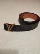 Pasek LV czarny złota  klamra 120cm