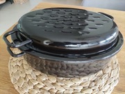 Brytfana emaliowana czarna owalna do piekarnika.