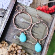 Miedziane kolczyki z turkusem