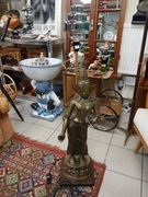 Antyczna Lampa Mosiężna Tybetańska Posąg Bogini Tary Buddyjskiej 115cm