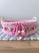 Kosz prezentowy upominkowy taca ręcznie wykonana na szydełku handmade 