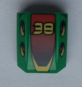 Lego 30602pb015 Zielony stok, zakrzywiony brzeg 2 x 2 ze wzorem „38” 4588