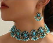 Piękny bogatozdobiony naszyjnik i kolczyki. Pamiątka z Włoch, Sardynii.