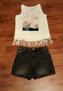 H&M szorty dżinsowe stan BDB+ gratis bluzka metr 58 krótkie spodnie