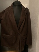 ZARA żakiet marynarka wdzianko narzutka oversize eco zamsz czekoladowa