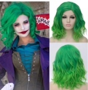 Krótka Peruka Zielona Kręcona Falowana Ombre Hallowen Karnawał