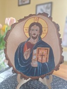 Obraz malowany ręcznie na drewnie Pantokrator