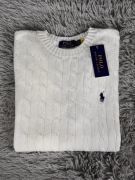 Polo Ralph Lauren sweter vintage cable knit biały basic S unisex