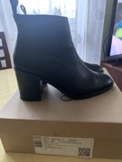 Botki skórzane Ryłko krótkie na słupku 39