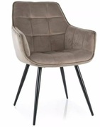 Zestaw 4 Krzeseł Tapicerowanych Lilia Velvet 2 Ciemny Beż + 2 Czarne Nowe