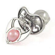 Srebrny smoczek z różowym koralikiem - prezent na chrzest