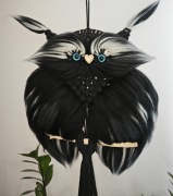 Handmade makrama duża czarna sowa 