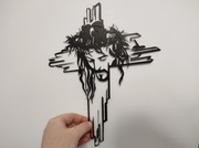 Nowa metalowa dekoracja ścienna krzyż z postacią cierpiącego Chrystusa 