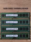 Zestaw Pamięci RAM 16GB (4x4GB) DDR3 1600MHz